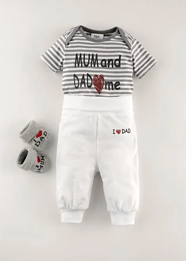 PANTALóN DE PUNTO PARA BEBé (2 UNIDADES) DE ALGODóN ORGáNICO GRISBLANCO